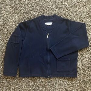 Vintage 80’s Bette & Court Navy Blue Zip-Up Golf Cardigan, Size Large, Cotton